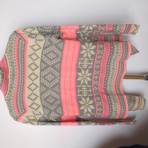 Kate Collection Christmas Geometric Open Front Cardigan Sweater - Picture 5 of 7